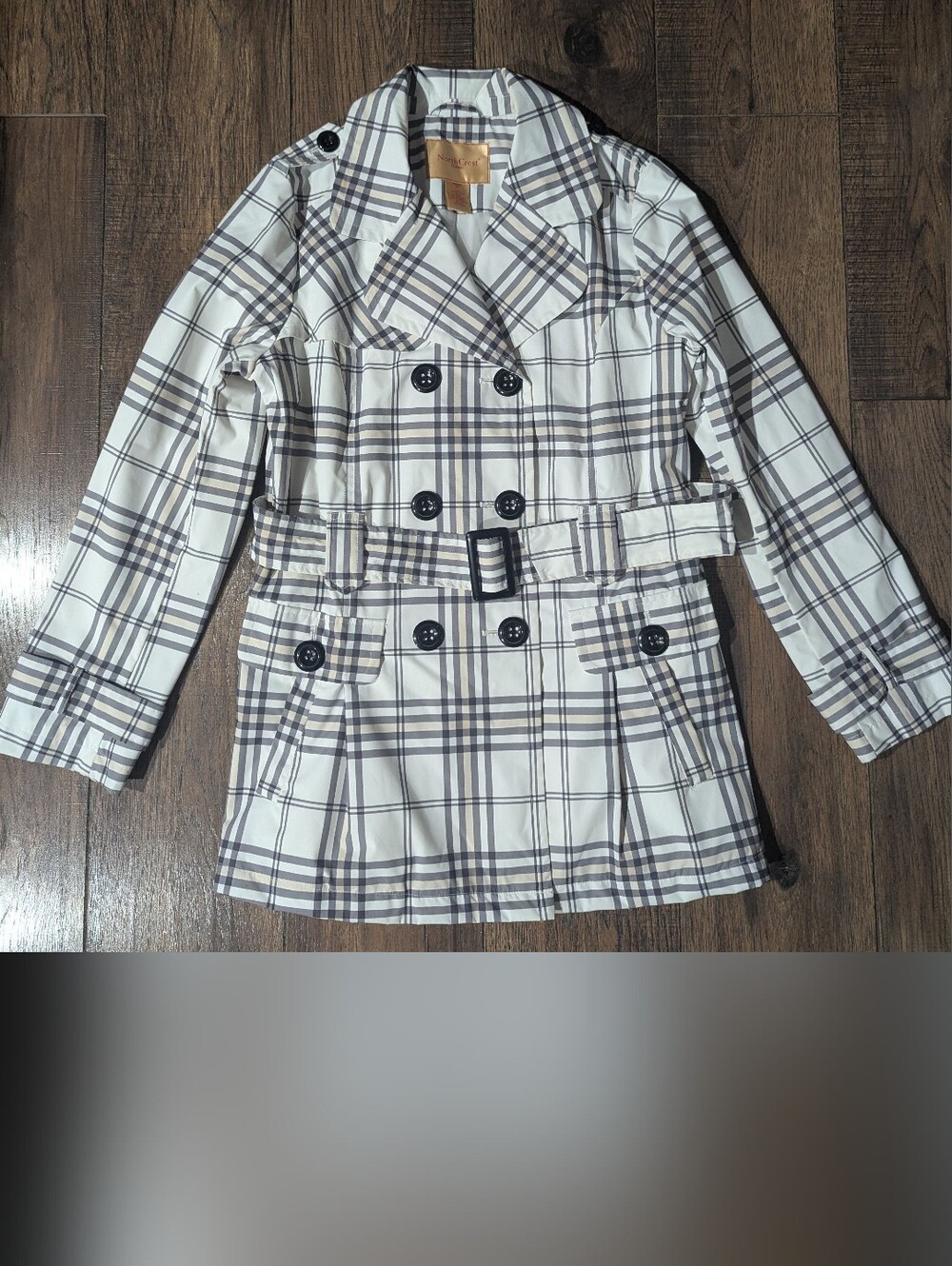 North Crest Womens Plaid Mid-Length Multicolor Light Raincoat Jacket Waist Tye M